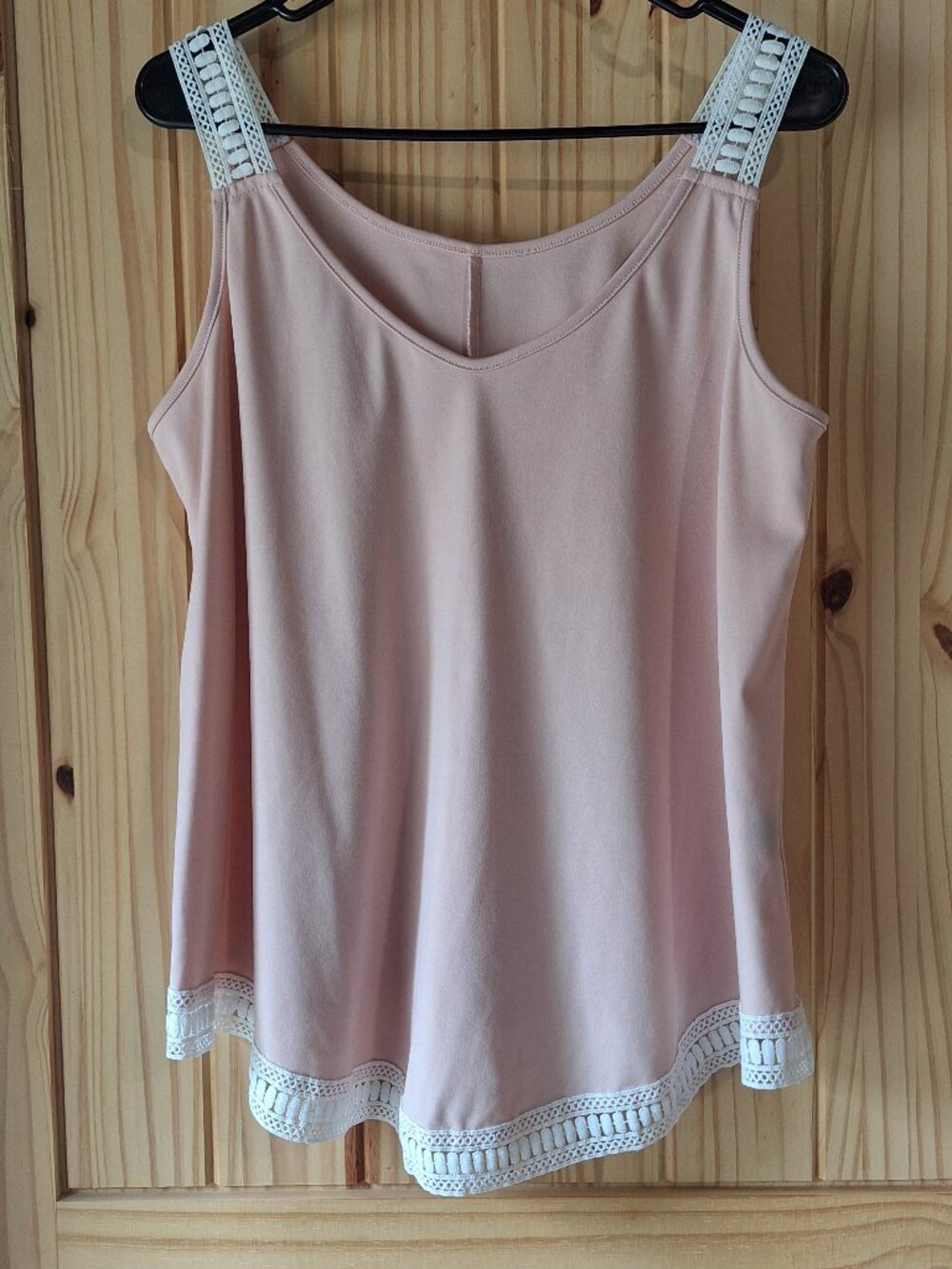 SHEIN Curve Lace Trim Tank Top 0XL – Blush Pink Sleeveless Cami – Crochet Strap